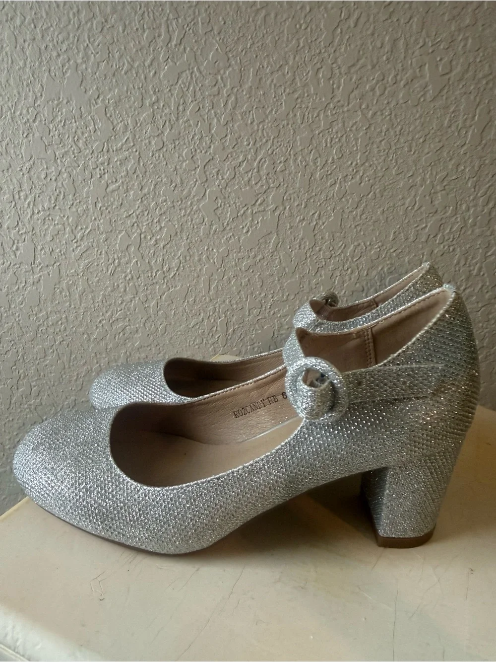 New Sparkling Silver Mary Jane Heels - Women's Dress Pumps